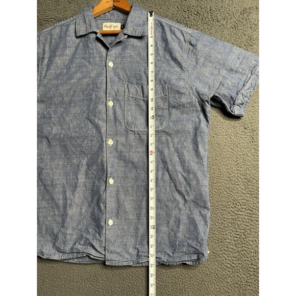Freenote Cloth Dayton Shirt Mens Medium Denim Chambray Short Sleeve Selvedge - Picture 12 of 12